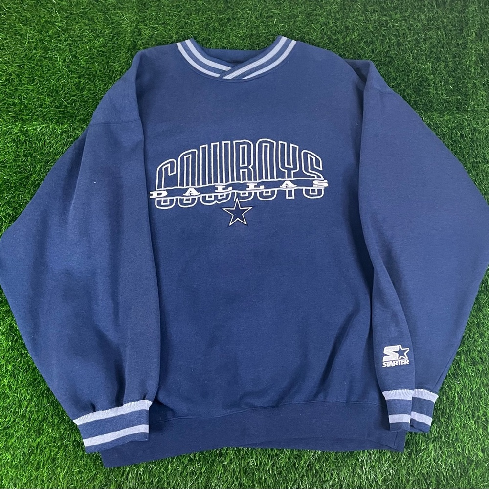 Vintage Starter NFL Dallas Cowboys Embroidered Pullover Sweatshirt Size XL